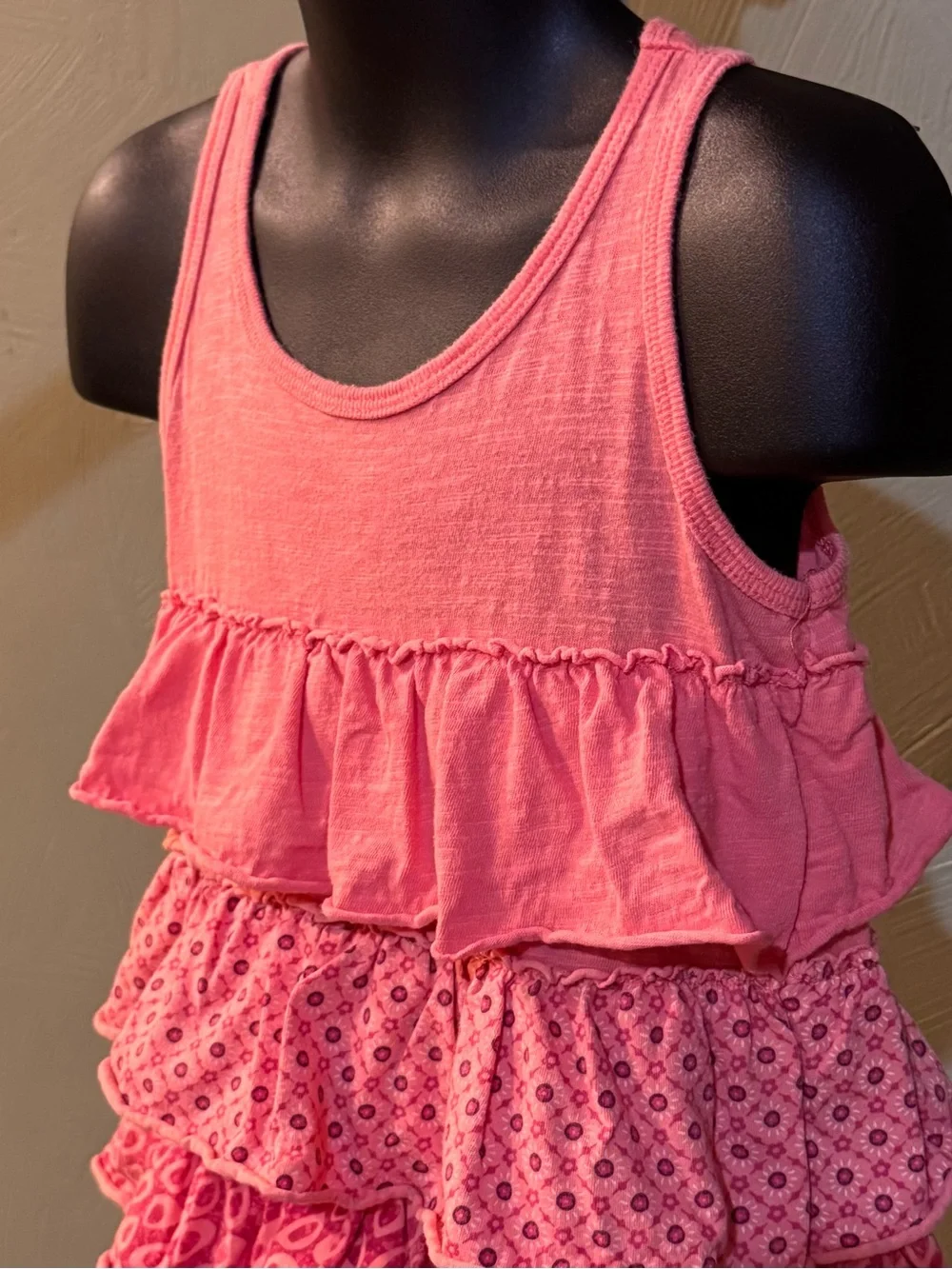 Naartjie Kids Girls Tiered Ruffle Dress Size M (5 Years) Salmon Pink Boho